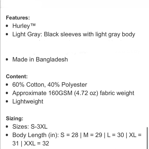 Hurley Men’s Long Sleeve Tee, Gray (size : L) - Picture 7 of 8